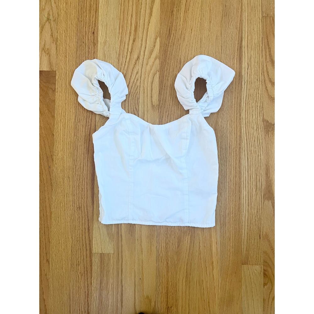 Abercrombie and fitch bubble strap white poplin top size XS corset cropped